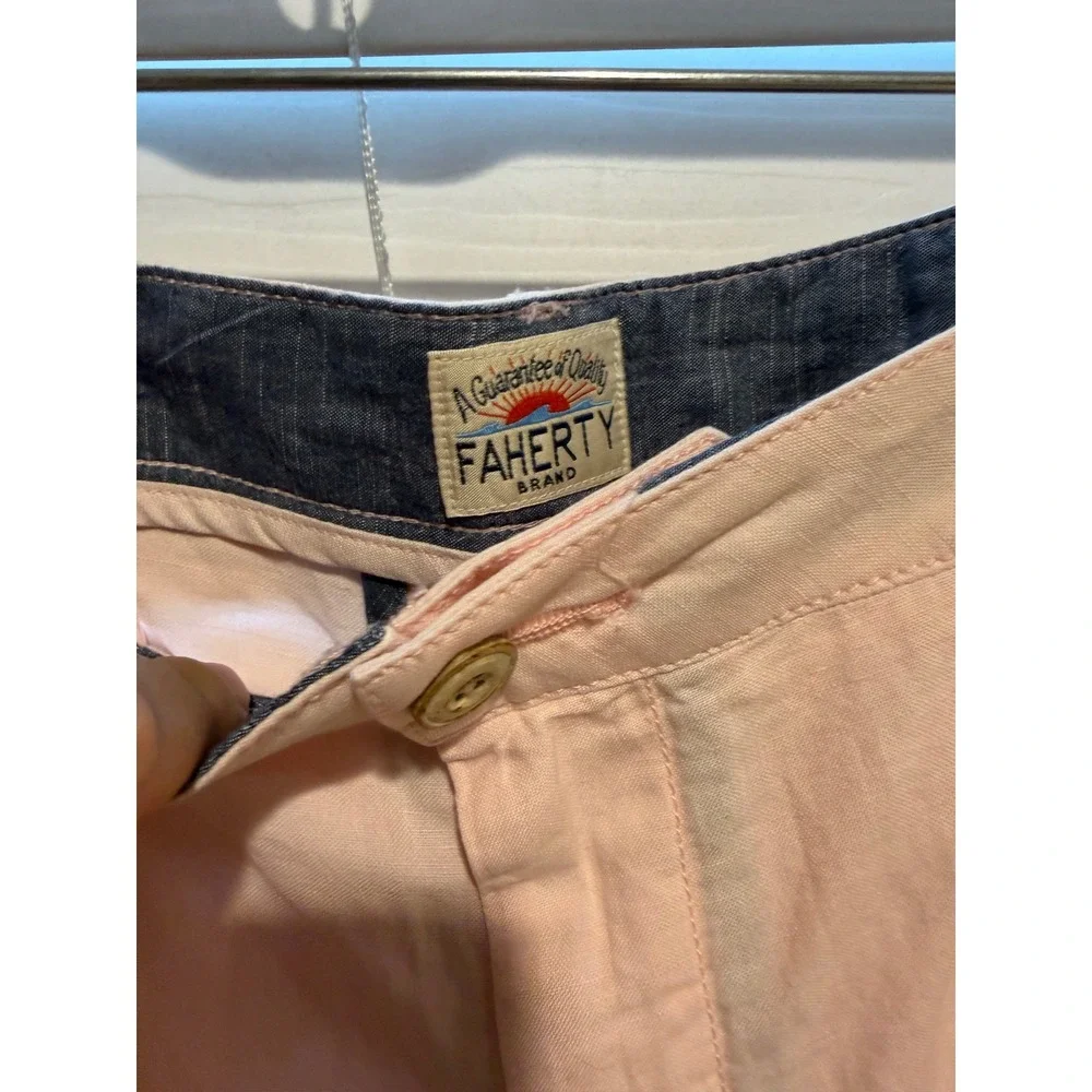 FAHERTY BRAND Mens Peach Linen Cotton Blend‎ Casual Shorts Size 42